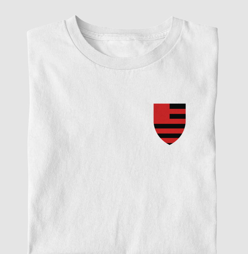 Camiseta Branca - Escudo Minimalista Mengão - Algodão Premium