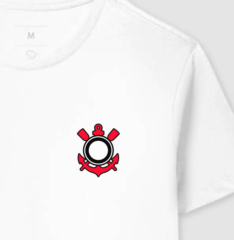 Camiseta Preta - Timão no Peito - Algodão Premium