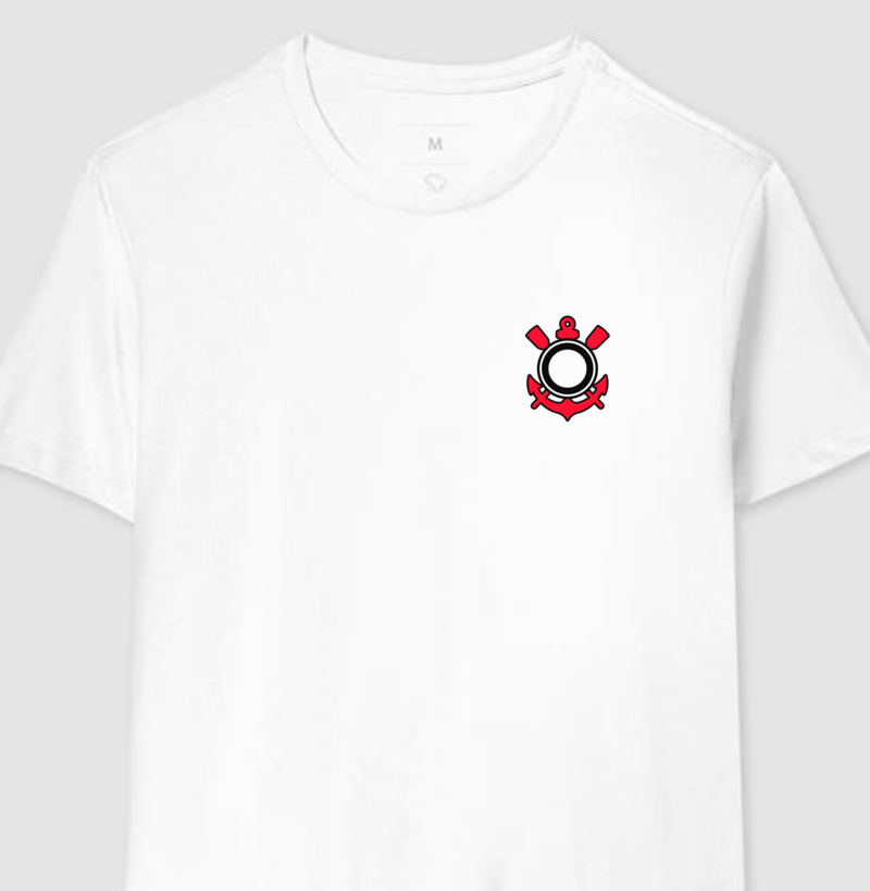 Camiseta Preta - Timão no Peito - Algodão Premium