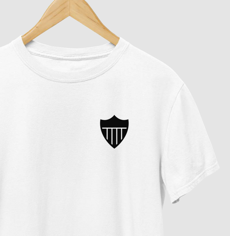 Camiseta Branca - Escudo Minimalista Galo - Algodão Premium