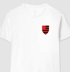 Camiseta Branca - Escudo Minimalista Mengão - Algodão Premium