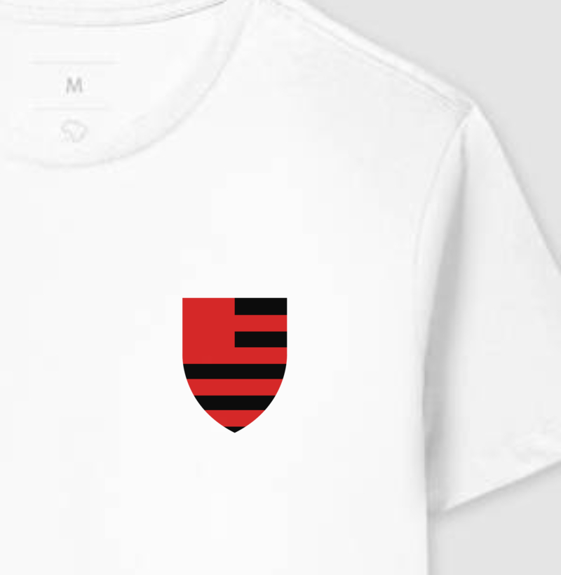 Camiseta Branca - Escudo Minimalista Mengão - Algodão Premium