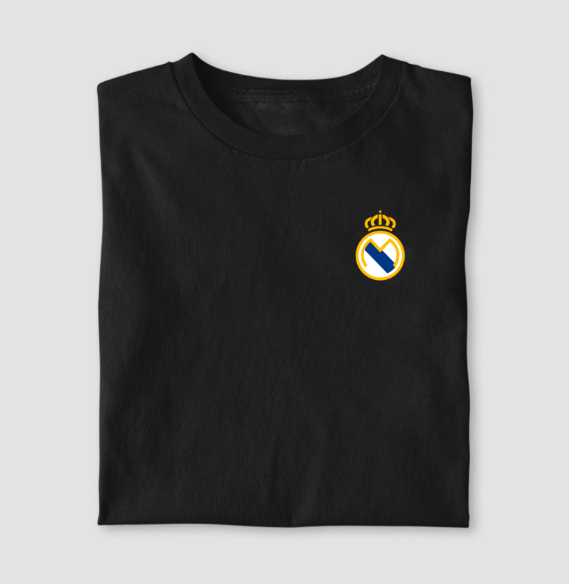Camiseta Escudo Minimalista – Real Madrid – Algodão Premium