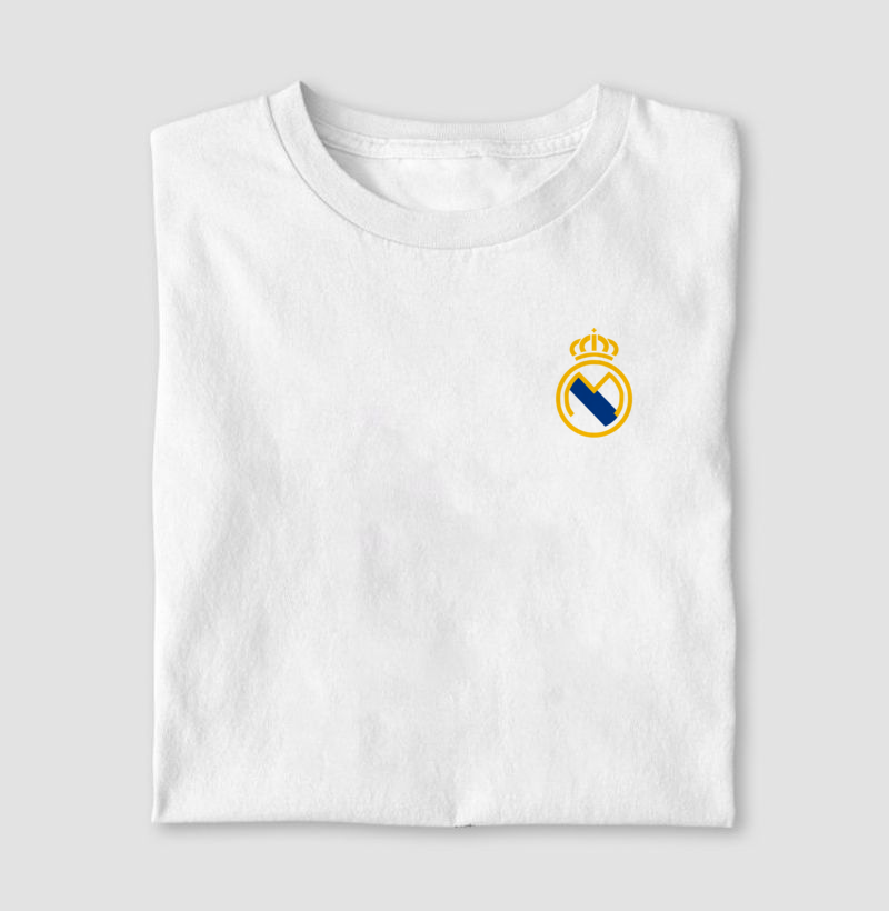 Camiseta Escudo Minimalista – Real Madrid – Algodão Premium