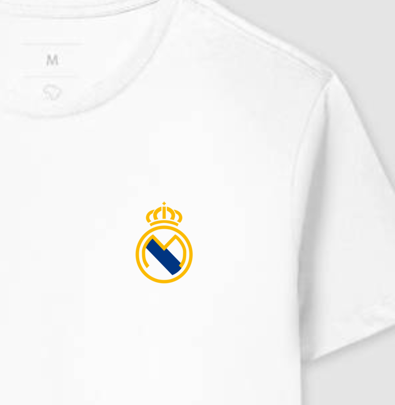 Camiseta Escudo Minimalista – Real Madrid – Algodão Premium