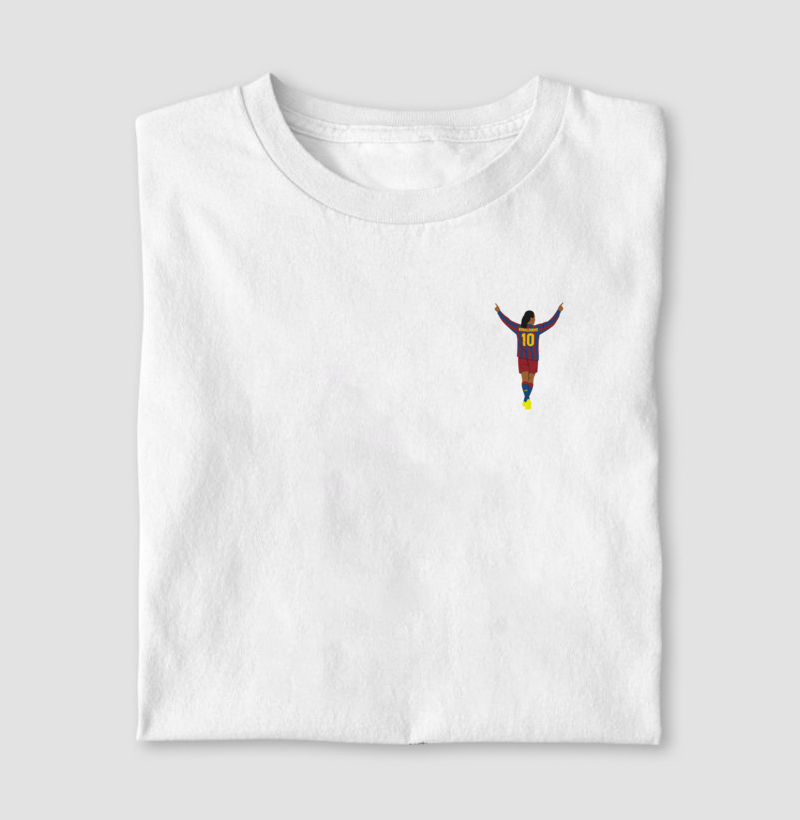 Camiseta Ronaldinho Barça – Estampa no Peito – Algodão Premium