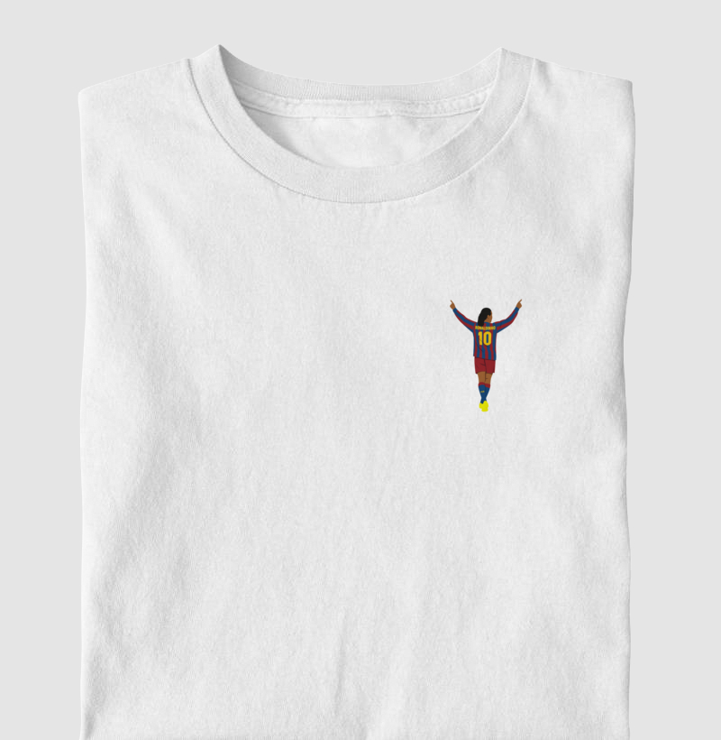 Camiseta Ronaldinho Barça – Estampa no Peito – Algodão Premium