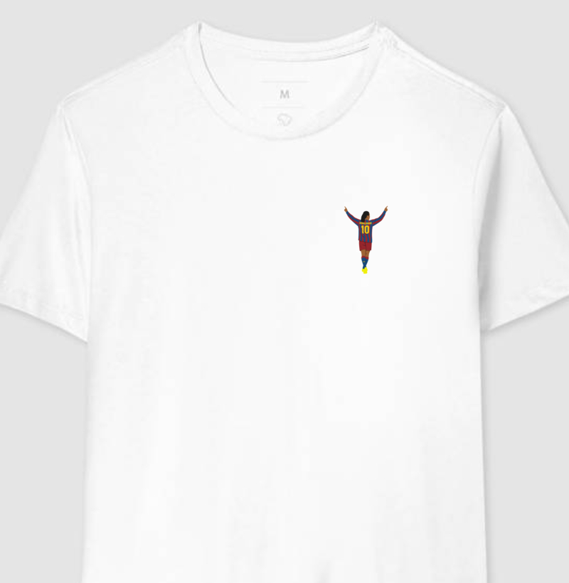 Camiseta Ronaldinho Barça – Estampa no Peito – Algodão Premium