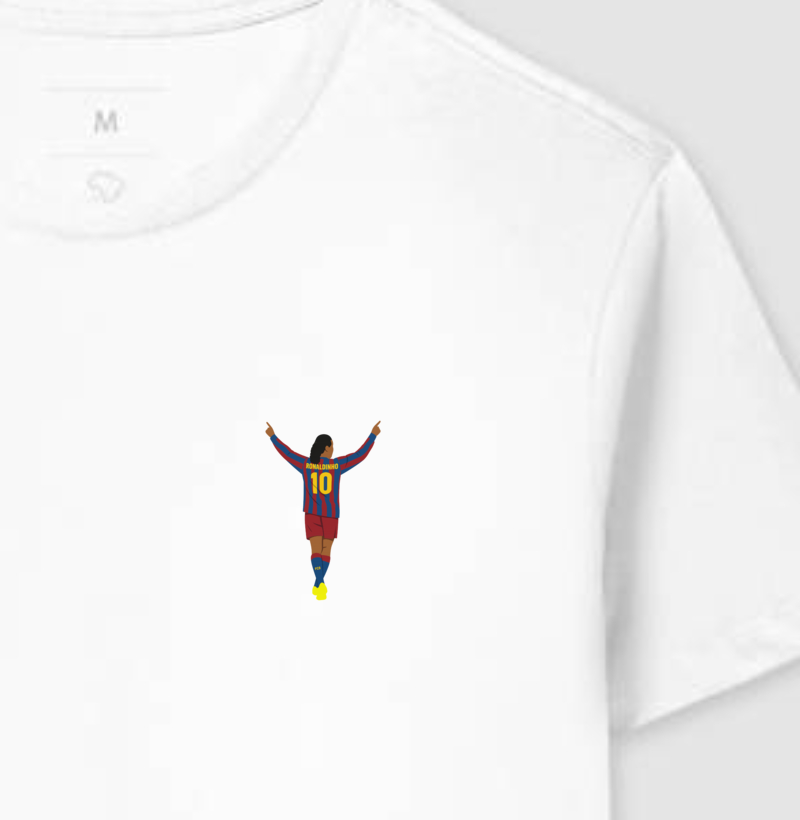 Camiseta Ronaldinho Barça – Estampa no Peito – Algodão Premium