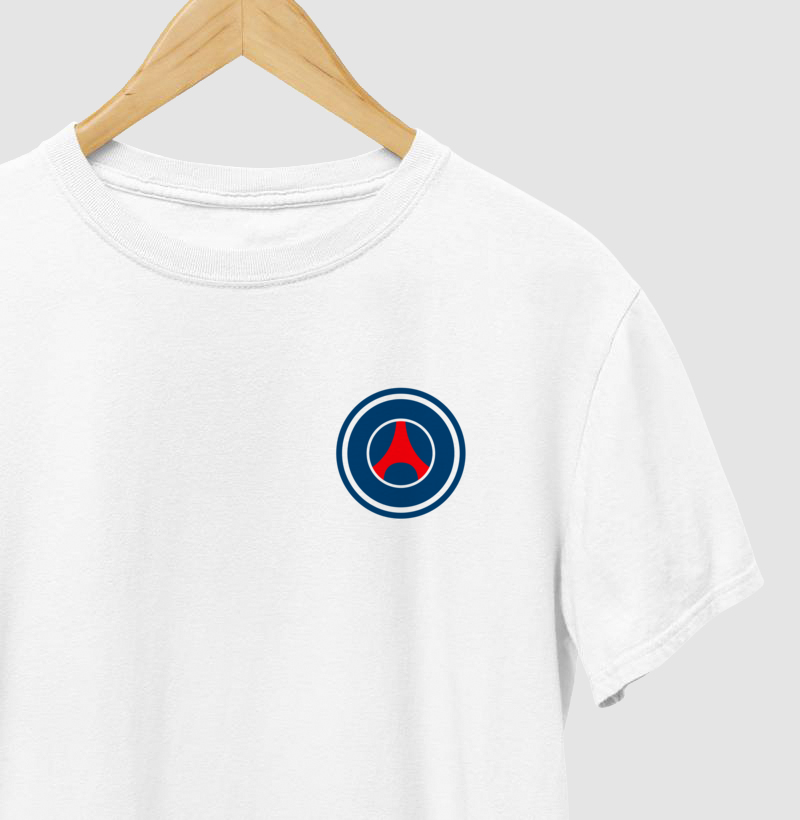 Camiseta - Escudo Minimalista PSG - Algodão Premium