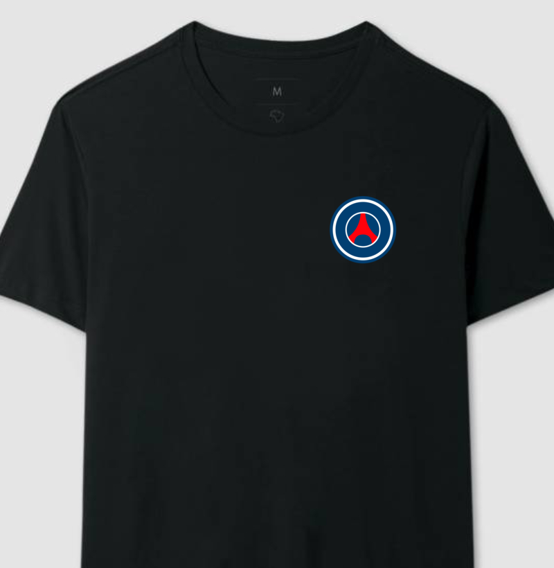 Camiseta - Escudo Minimalista PSG - Algodão Premium