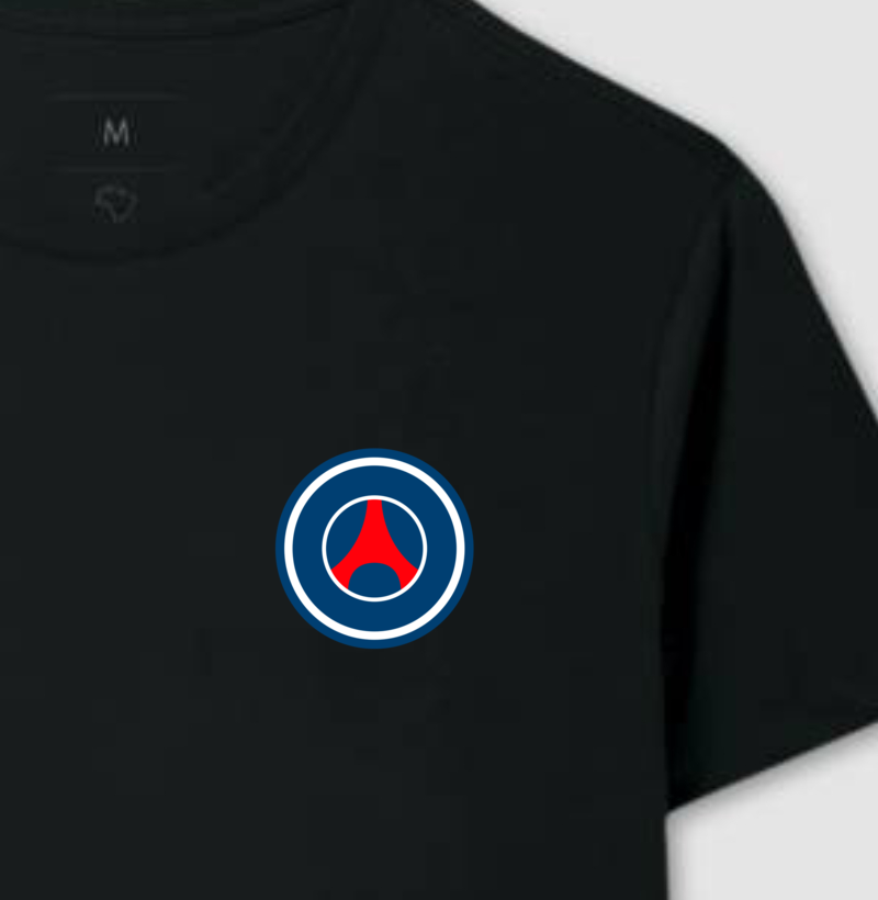 Camiseta - Escudo Minimalista PSG - Algodão Premium