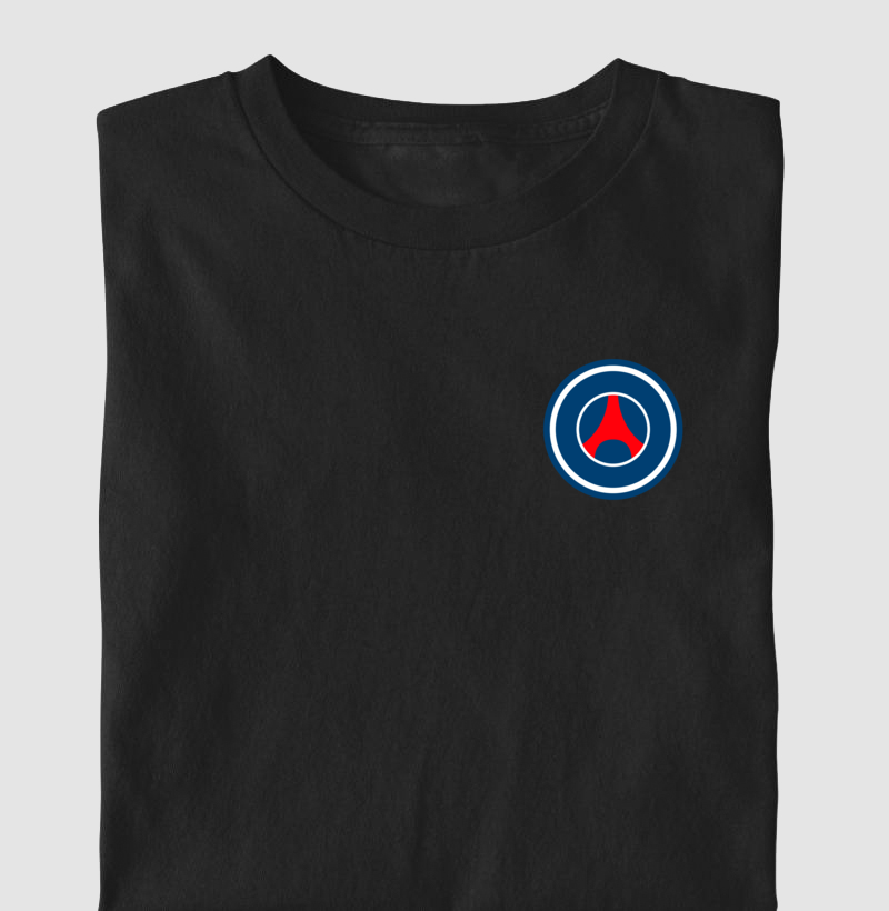 Camiseta - Escudo Minimalista PSG - Algodão Premium