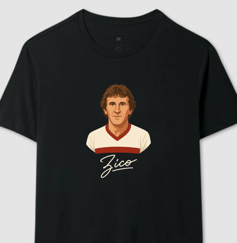Camiseta Zico Assinatura – Ídolo do Flamengo – Algodão Premium
