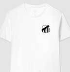 Camiseta Branca - Escudo Minimalista Alvinegro da Vila - Algodão Premium