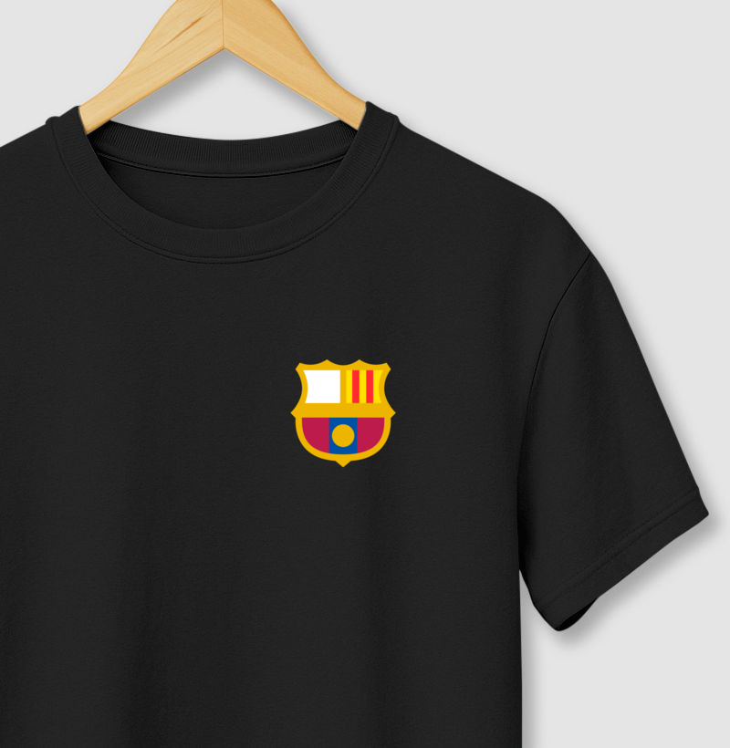 Camiseta Escudo Minimalista – Barcelona – Algodão Premium