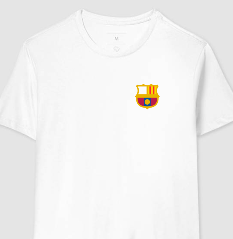 Camiseta Escudo Minimalista – Barcelona – Algodão Premium