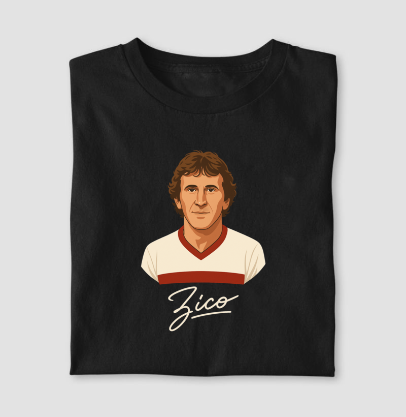 Camiseta Zico Assinatura – Ídolo do Flamengo – Algodão Premium