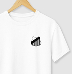 Camiseta Branca - Escudo Minimalista Alvinegro da Vila - Algodão Premium